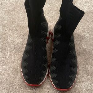 Christian Louboutin Black and Red Ankle Boots